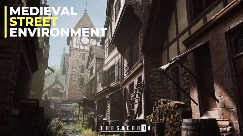 Medieval Street Pack (Medieval Town, Medieval , Medieval Clock Tower )