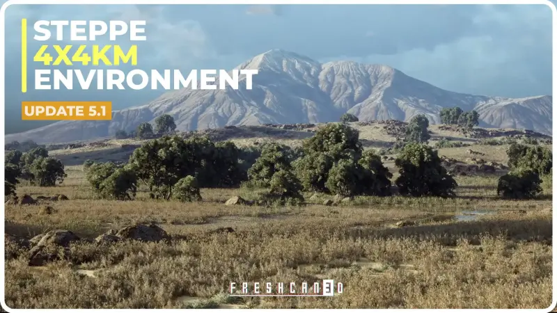 Steppe Environment 4x4km Landscape ( Landscape, Grassland Landscape , Rural )