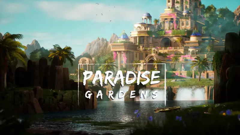 Stylized Paradise Gardens ( Paradise Garden Paradise Garden Castle Castle Lake )