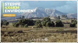 Steppe Environment 4x4km Landscape ( Landscape, Grassland Landscape , Rural )